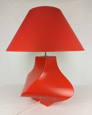 Vintage Kostka Table Lamp in Red Ceramic by Y Boudry, France, 1990s-YBU-1347477