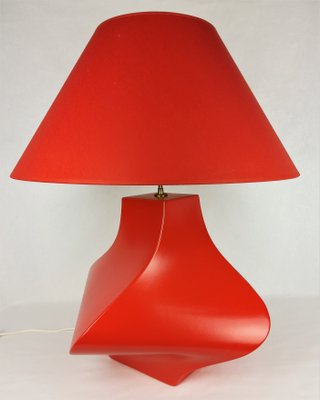 Vintage Kostka Table Lamp in Red Ceramic by Y Boudry, France, 1990s-YBU-1347477