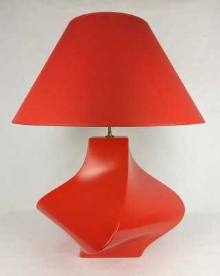 Vintage Kostka Table Lamp in Red Ceramic by Y Boudry, France, 1990s-YBU-1347477