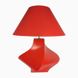 Vintage Kostka Table Lamp in Red Ceramic by Y Boudry, France, 1990s-YBU-1347477