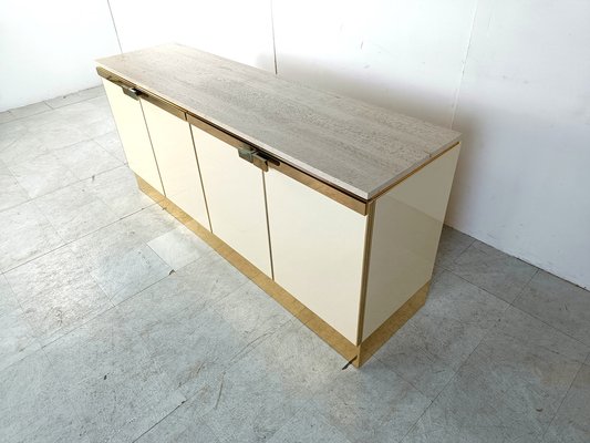 Vintage Lacquered and Brass Credenza, 1980s-IRH-1820574