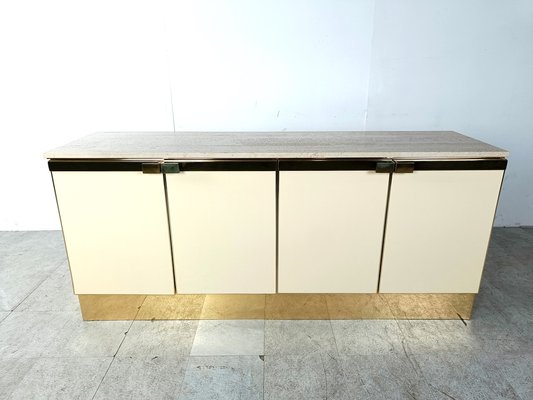 Vintage Lacquered and Brass Credenza, 1980s-IRH-1820574