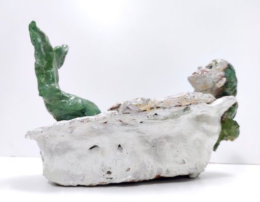 Vintage Lacquered Earthware Mermaid in Bathtub, 1980s-JPQ-2032303