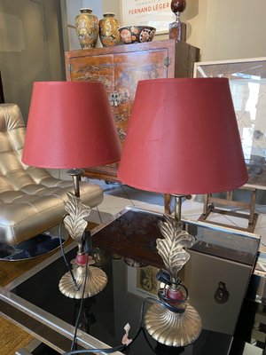 Vintage Leaf Oak Table Lamps, Set of 2-TEP-1288666