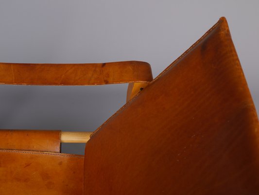 Vintage Leather and Beech Wood Safari Chair, 1970s-MB-1123313