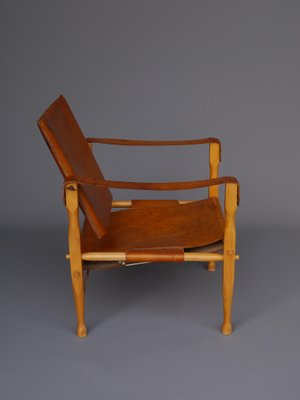 Vintage Leather and Beech Wood Safari Chair, 1970s-MB-1123313