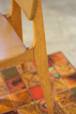 Vintage Leather and Wood Model 6157 Dining Chairs by Roger Landault, 1950s, Set of 3-LA-1754545