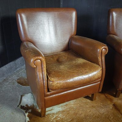 Vintage Leather Brown Chair-IA-862619