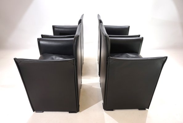 Vintage Leather Dining Chairs by Mario Bellini, 1970, Set of 4-HUW-2020718