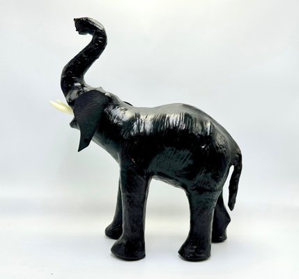 Vintage Leather Elephant Sculpture Figure, 1960s, Set of 2-ZCY-1751072