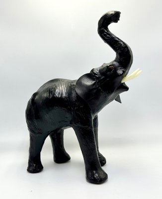 Vintage Leather Elephant Sculpture Figure, 1960s, Set of 2-ZCY-1751072