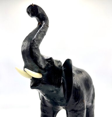 Vintage Leather Elephant Sculpture Figure, 1960s, Set of 2-ZCY-1751072