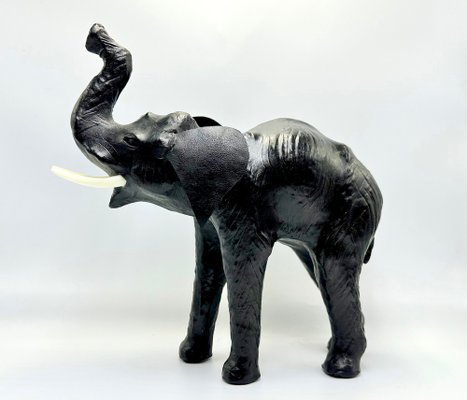 Vintage Leather Elephant Sculpture Figure, 1960s, Set of 2-ZCY-1751072