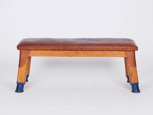 Vintage Leather Gymnastic Bench, 1930s-TW-1362217