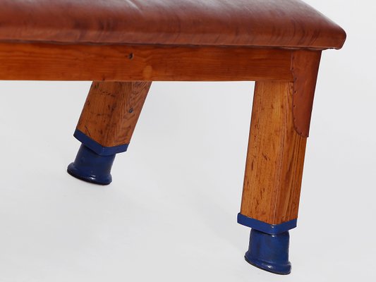 Vintage Leather Gymnastic Bench, 1930s-TW-1362217