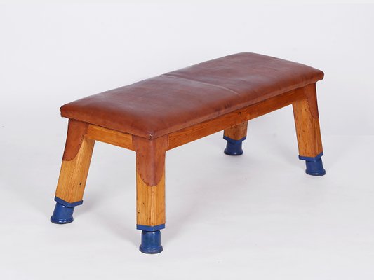 Vintage Leather Gymnastic Bench, 1930s-TW-1362217