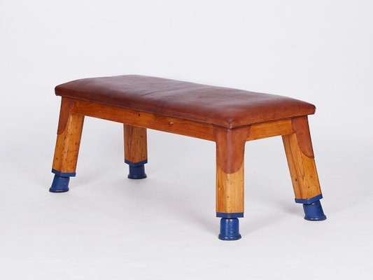 Vintage Leather Gymnastic Bench, 1930s-TW-1362217