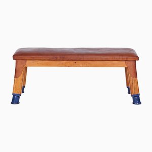 Vintage Leather Gymnastic Bench, 1930s-TW-1362217