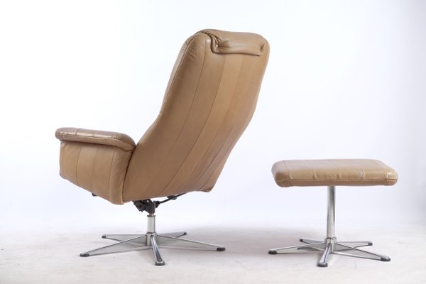 Vintage Leather Lounge Chair with Ottoman-CIP-561923