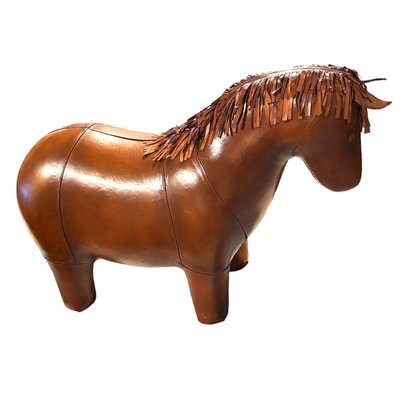 Vintage Leather Pony Ottoman-TCS-1811787