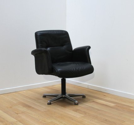 Vintage Leather Swivel Desk Chair-NMC-1812481