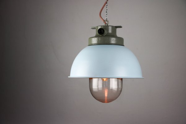 Vintage Light Blue Industrial Pendant Lamp from TEP-HGJ-739235