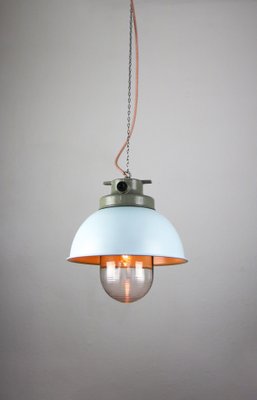 Vintage Light Blue Industrial Pendant Lamp from TEP-HGJ-739235