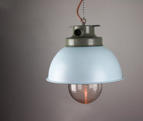 Vintage Light Blue Industrial Pendant Lamp from TEP-HGJ-739235