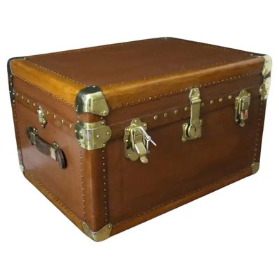 Vintage Light Brown Steamer Trunk, 1920s-YF-2023519