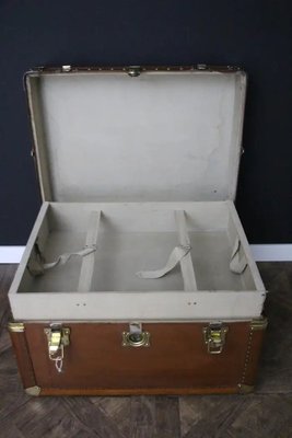 Vintage Light Brown Steamer Trunk, 1920s-YF-2023519