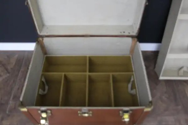 Vintage Light Brown Steamer Trunk, 1920s-YF-2023519