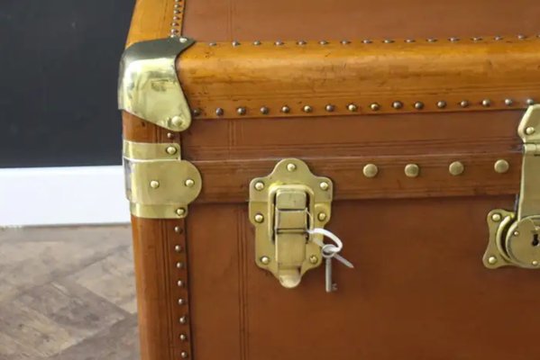 Vintage Light Brown Steamer Trunk, 1920s-YF-2023519