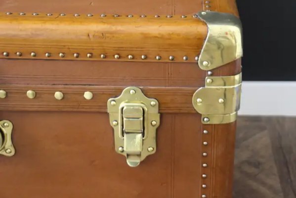 Vintage Light Brown Steamer Trunk, 1920s-YF-2023519