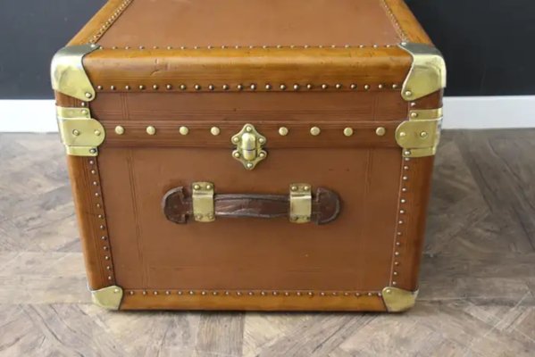 Vintage Light Brown Steamer Trunk, 1920s-YF-2023519