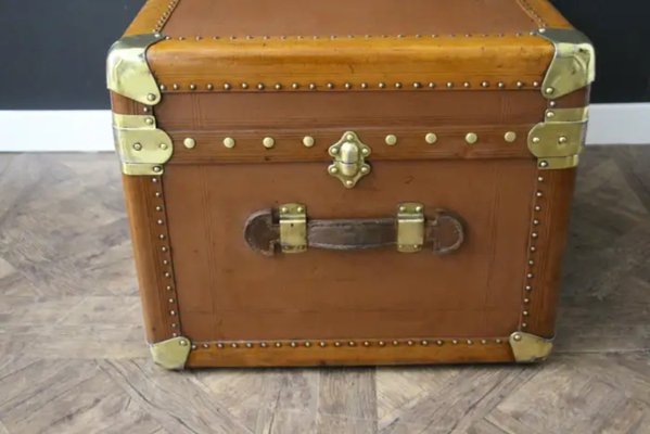 Vintage Light Brown Steamer Trunk, 1920s-YF-2023519