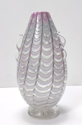 Vintage Lilac and Transparent Murano Glass Vase by Alberto Donà, 1940s-JPQ-2032352