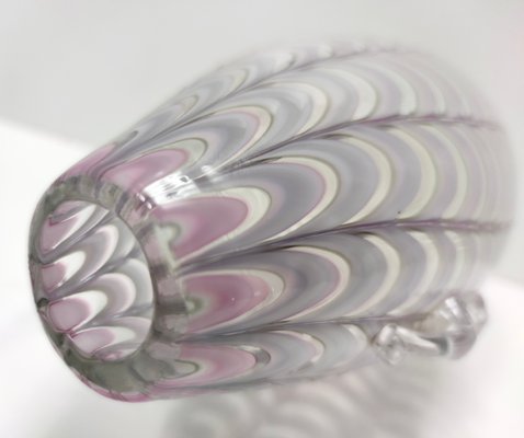 Vintage Lilac and Transparent Murano Glass Vase by Alberto Donà, 1940s-JPQ-2032352