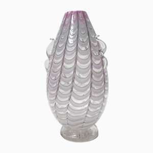 Vintage Lilac and Transparent Murano Glass Vase by Alberto Donà, 1940s-JPQ-2032352