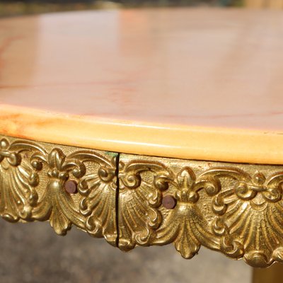 Vintage Louis XV French Round Marble & Brass Coffee Table, 1960s-BDK-1788027