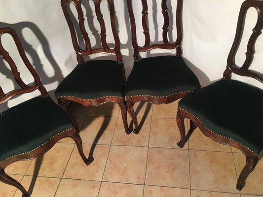 Vintage Louis XV Style Oak Dining Chairs, 1940s, Set of 4-WQQ-1030744