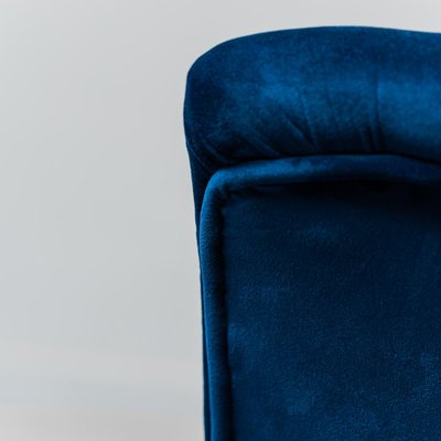 Vintage Lounge Chair in Metal and Blue Velvet, 1960s-ZLY-1388688