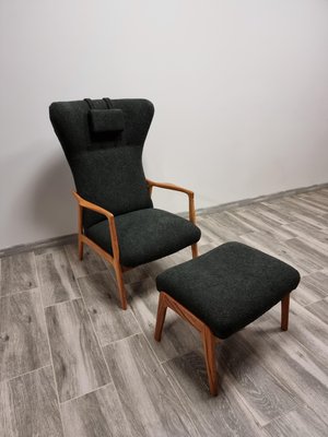 Vintage Lounge Chair with Ottoman, Set of 2-QJA-1447196