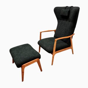 Vintage Lounge Chair with Ottoman, Set of 2-QJA-1447196