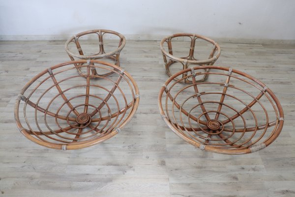 Vintage Lounge Chairs in Bamboo, 1980s, Set of 2-DCO-1275679