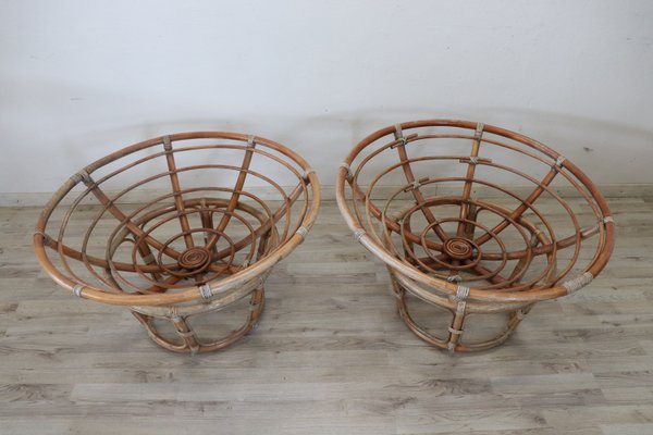 Vintage Lounge Chairs in Bamboo, 1980s, Set of 2-DCO-1275679