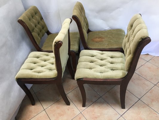 Vintage Mahogany Chesterfield Dining Chairs, Set of 4-WQQ-1030772