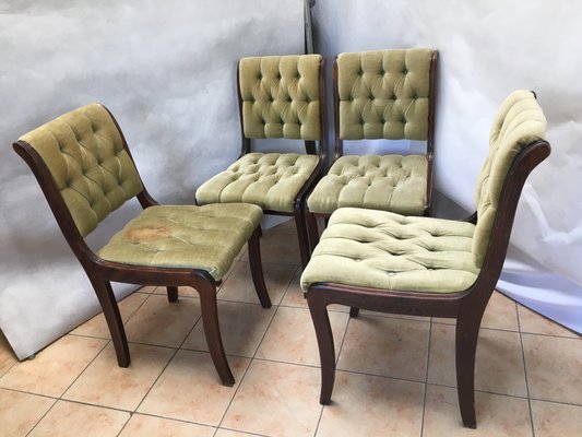 Vintage Mahogany Chesterfield Dining Chairs, Set of 4-WQQ-1030772