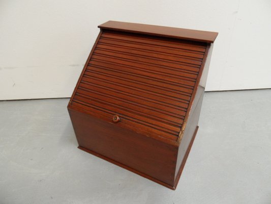 Vintage Mahogany Filing Cabinet With Roller Shutter-PNJ-1186557