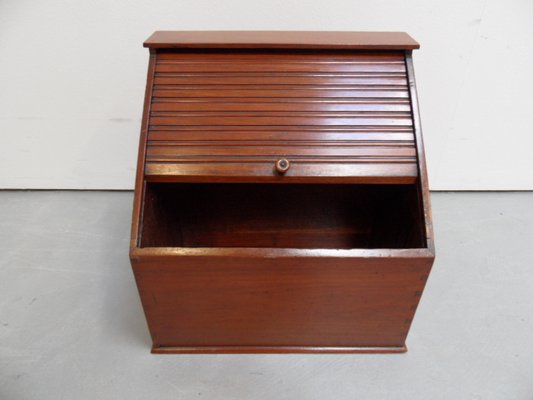 Vintage Mahogany Filing Cabinet With Roller Shutter-PNJ-1186557