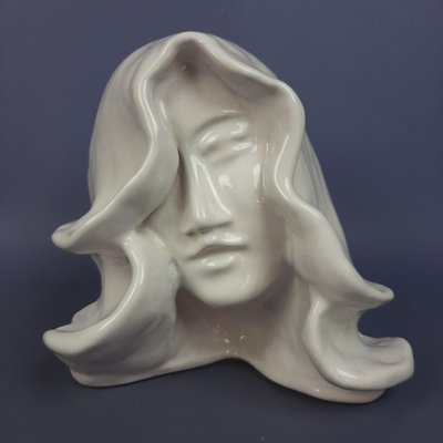 Vintage Majolica Sculpture of Woman's Face, 1960s-PWG-2041277